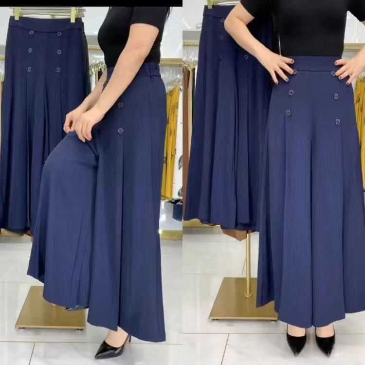 Fashion everything draped wide leg culottes high waist show thin temperament female pants summer cool loose big foot swing pants