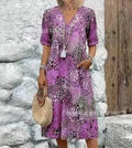 A short short-sleeved V-neck dress with lace and a pocket for casual vacation for women