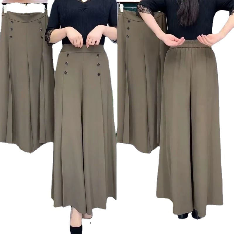 Fashion everything draped wide leg culottes high waist show thin temperament female pants summer cool loose big foot swing pants