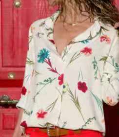 Casual long-sleeved solid-color patchwork chiffon shirt for women