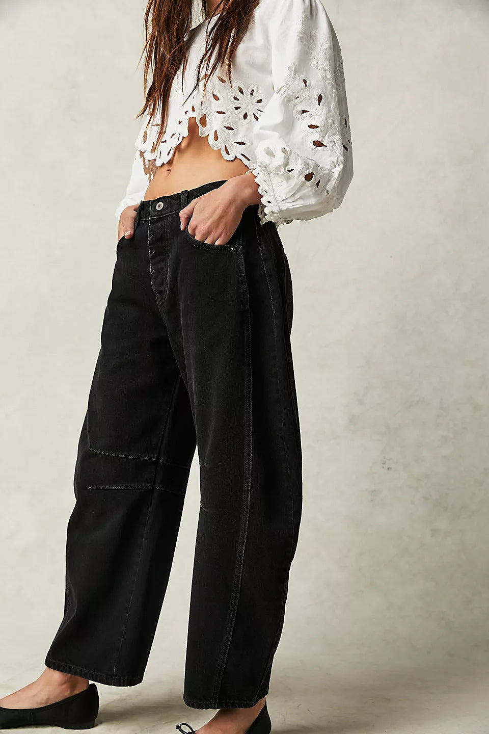 Loose-fitting straight-leg wide-leg jeans for women