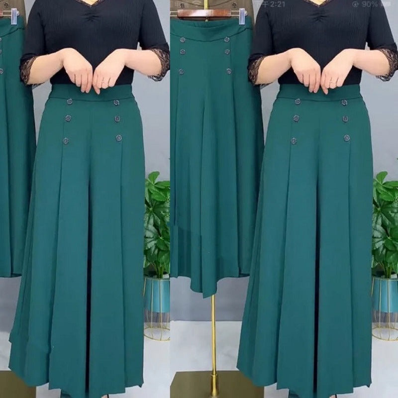 Fashion everything draped wide leg culottes high waist show thin temperament female pants summer cool loose big foot swing pants